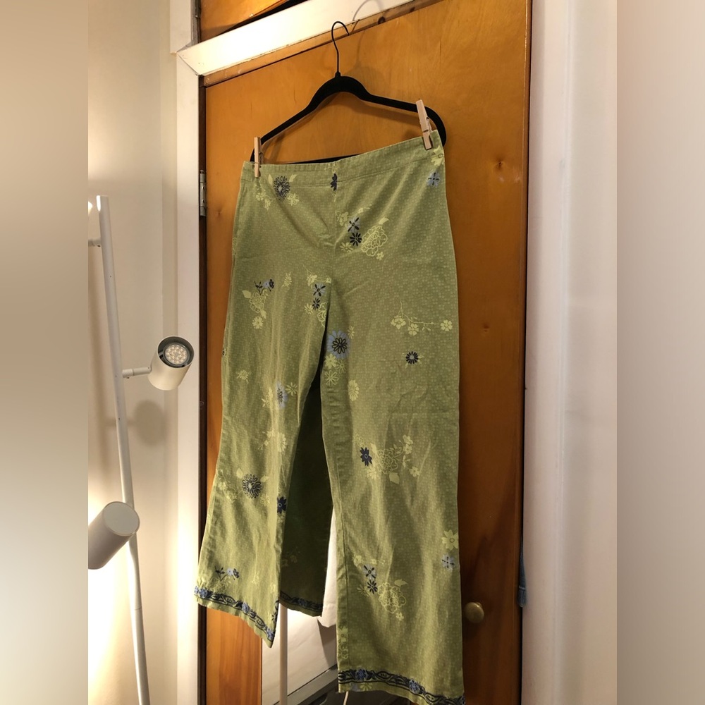 Sigrid Olsen Light Green Patterned Floral Pants